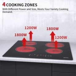 Plaque Vitrocéramique 4 Feuxs, Table De Cuisson Vitrocéramique 4 Foyers, Plaque De Cuisson Vitrocéramique Encastrable, Minuteur Multi-zones, 6000W -VIDAXL || Bosch || Whirlpool Soldes 91624304 4