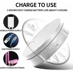 Table Tournante Rotative électrique, Table D'affichage Rotative électrique Intelligente De 146 Mm Avec 3 Vitesses Et Angle Réglables, Utilisée Pour L'affichage Et La Photographie De Bijoux ( -VIDAXL || Bosch || Whirlpool Soldes 91803235 4