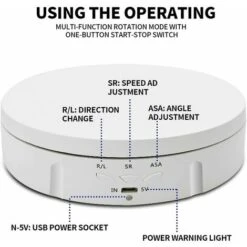 Table Tournante Rotative électrique, Table D'affichage Rotative électrique Intelligente De 146 Mm Avec 3 Vitesses Et Angle Réglables, Utilisée Pour L'affichage Et La Photographie De Bijoux ( -VIDAXL || Bosch || Whirlpool Soldes 91803235 5