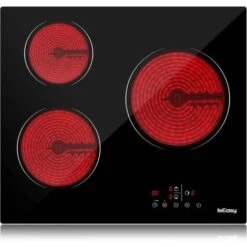 Plaque Vitrocéramique 3 Feux, Table De Cuisson Vitrocéramique 3 Foyers Encastrable Plaque 3 Feux- 5500W, 60cm, Autarkic, Tactile, Minuteur, Verre-céramique