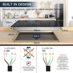 Plaque Vitrocéramique 3 Feux, Table De Cuisson Vitrocéramique 3 Foyers Encastrable Plaque 3 Feux- 5500W, 60cm, Autarkic, Tactile, Minuteur, Verre-céramique -VIDAXL || Bosch || Whirlpool Soldes 92199300 4
