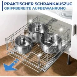 Tiroir Télescopique Système Pour Armoire Maxi - Télescopique, Acier, 50 X 23 X 50 Cm, Chromé -VIDAXL || Bosch || Whirlpool Soldes 92923704 3