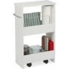 Chariot De Niche, 2 Compartiments, Désserte Sur Roulettes, Meuble étroit, Bain Et Cuisine, MDF, 80% Panneau De Fibres Fer 10% Plastique, Blanc, Argenté, Noir, 1 élément -VIDAXL || Bosch || Whirlpool Soldes 93578442 1