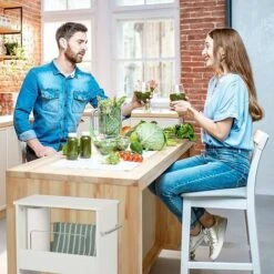 Chariot De Niche, 2 Compartiments, Désserte Sur Roulettes, Meuble étroit, Bain Et Cuisine, MDF, 80% Panneau De Fibres Fer 10% Plastique, Blanc, Argenté, Noir, 1 élément -VIDAXL || Bosch || Whirlpool Soldes 93578442 3