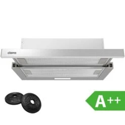 CIARRA Hotte Tiroir Téléscopique 60cm 370 M3/h 58dB Recyclage / Evacuation LED Eclairage Inox CD6906DS