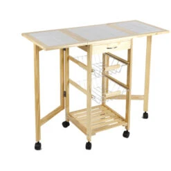 GUOYIHUA® Chariot De Cuisine Bois Desserte De Cuisine à Roulettes Meuble De Rangement 913775cm