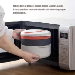 Récipient Vapeur Pour Micro-Ondes, Multicouche Pour éviter Les Brûlures Double Oreille Poignée Empilable 2 Litres Cuisine Micro-Ondes Cuiseur à Légumes Sans Danger Pour La Cuisine -VIDAXL || Bosch || Whirlpool Soldes 95346931 3