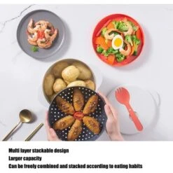 Récipient Vapeur Pour Micro-Ondes, Multicouche Pour éviter Les Brûlures Double Oreille Poignée Empilable 2 Litres Cuisine Micro-Ondes Cuiseur à Légumes Sans Danger Pour La Cuisine -VIDAXL || Bosch || Whirlpool Soldes 95346931 4