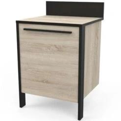 Fabrik 64 Cm élément Bas à Une Porte En Chêne Brossé Et Noir Mat -VIDAXL || Bosch || Whirlpool Soldes 95430269 4