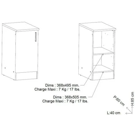 Meuble Bas De Cuisine 40 Cm 1 Porte Noir/Chêne - ABINCI - L 40 X L 60 X H 85 Cm 6 Meuble Bas De Cuisine 40 Cm 1 Porte Noir/Chêne - ABINCI - L 40 X L 60 X H 85 Cm – Image 4