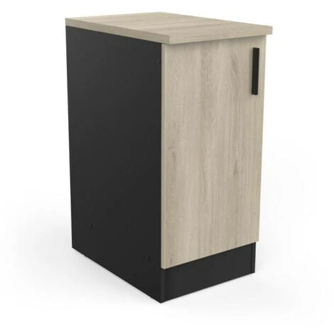 Meuble Bas De Cuisine 40 Cm 1 Porte Noir/Chêne - ABINCI - L 40 X L 60 X H 85 Cm 7 Meuble Bas De Cuisine 40 Cm 1 Porte Noir/Chêne - ABINCI - L 40 X L 60 X H 85 Cm – Image 5