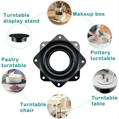 Plate-forme De Rotation De Plateau Tournant Monobloc De 4 Pouces Carré De Rotation à 360 Degrés Avec Roulements à Billes En Acier Pour Armoire De Cuisine Comptoir Garde-manger (noir) MNS 5 Plate-forme De Rotation De Plateau Tournant Monobloc De 4 Pouces Carré De Rotation à 360 Degrés Avec Roulements à Billes En Acier Pour Armoire De Cuisine Comptoir Garde-manger (noir) MNS – Image 3