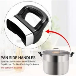 Jeu De 2 Poignées Anti-brûlures En Bakélite, Poignées Latérales Ergonomiques Amovibles Pour Ustensiles De Cuisine -VIDAXL || Bosch || Whirlpool Soldes 97015241 3
