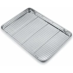 Plaque De Cuisson Avec Grille De Refroidissement, Acier Inoxydable Plaque De Cuisson Rectangulaire Plaque De Four Et Grille De Refroidissement Pour La Cuisson Plaque De Cuisson 40,5 30,5 2,5 Cm