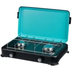Plaque De Cuisson Gaz Portable 2 Feux 2350W Rechaud Gaz Butane/Propane Bruleurs Inox Couvercle Amovible INTEC