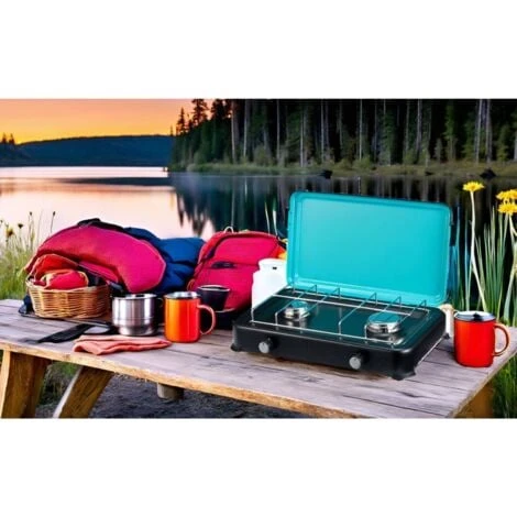 Plaque De Cuisson Gaz Portable 2 Feux 2350W Rechaud Gaz Butane/Propane Bruleurs Inox Couvercle Amovible INTEC 6 Plaque De Cuisson Gaz Portable 2 Feux 2350W Rechaud Gaz Butane/Propane Bruleurs Inox Couvercle Amovible INTEC – Image 4