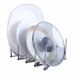 1 Pièce Support Pour Couvercles En Acier Inoxydable, Ustensile De Cuisine Organisateur, Support Désign Et Ajustable Pour Ranger Casserole Couvercles En Verre Egouttoir，argent， -VIDAXL || Bosch || Whirlpool Soldes 98426990 3