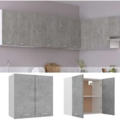 Nova Armoire De Cuisine Suspendue Avec 2 Portes Disponibles En Différentes Couleurs 60x31x60cm Couleur : Ciment -VIDAXL || Bosch || Whirlpool Soldes 98549888 2