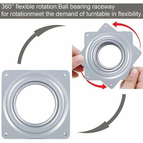 Plateau Tournant Plaque Pivotante Plate-forme Tournante Roulement Rotatif 360 Degrés Carré Avec Des Roulements à Billes En Acier Pour Armoires De Cuisine Comptoir Pantry (4 Pouces) 4 Plateau Tournant Plaque Pivotante Plate-forme Tournante Roulement Rotatif 360 Degrés Carré Avec Des Roulements à Billes En Acier Pour Armoires De Cuisine Comptoir Pantry (4 Pouces) – Image 2